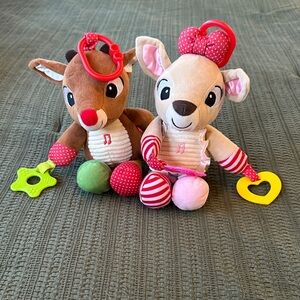 Pair of Baby Plush Rudolph Reindeer Activity Toys